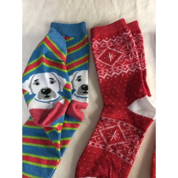 New Womens Bundle of 4 Dog Lovers & Christmas Crew Socks 5-9  B6 - Picture 3 of 4